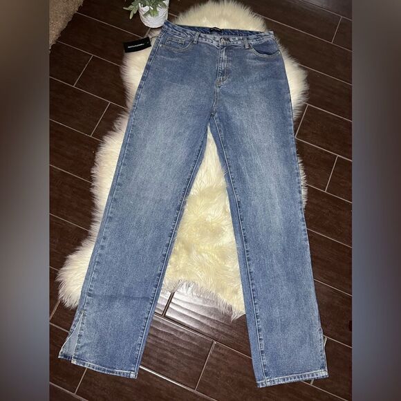 Pretty little things Tall mid wash split hem jeans sz 12 Tall - Picture 2 of 10